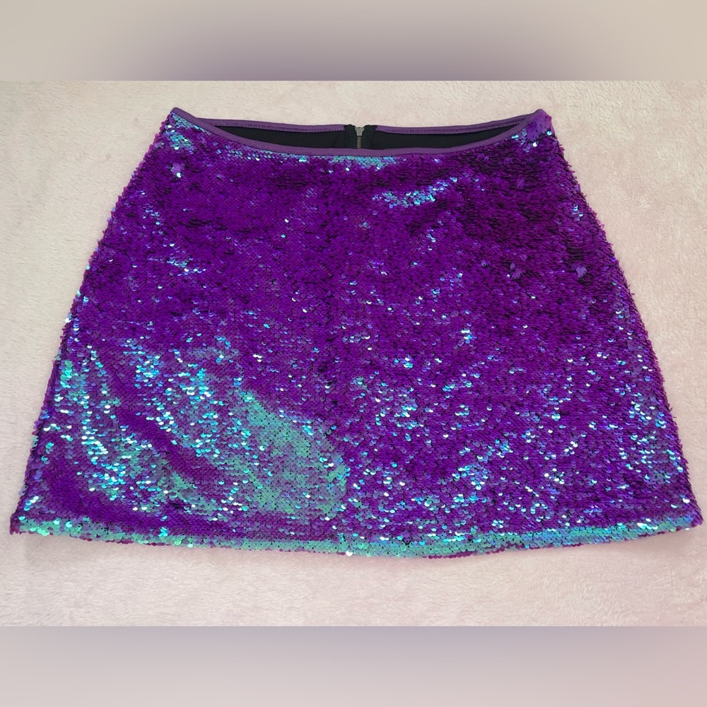 Wild Fable Moveable Purple & Blue Iridescent Sequin Mini Skirt, Size Large